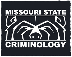 Black graphic with white letters spelling out MISSOURI STATE CRIMINOLOGY