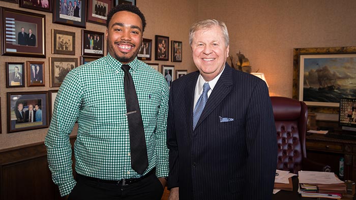 Criminology student Brandon Hill and local attorney Dee Wampler. 