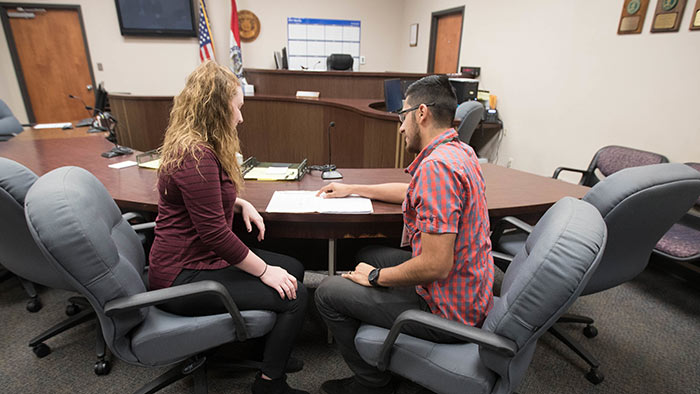 Criminology students working together at Juvenile Justice Center in Springfield, Missouri. 